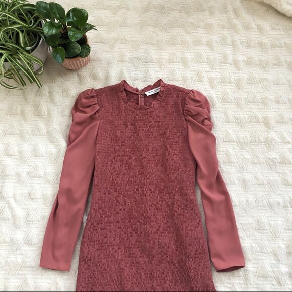 Amanda Uprichard Rhiannon Smocked Dress in Sienna - Picture 3 of 5